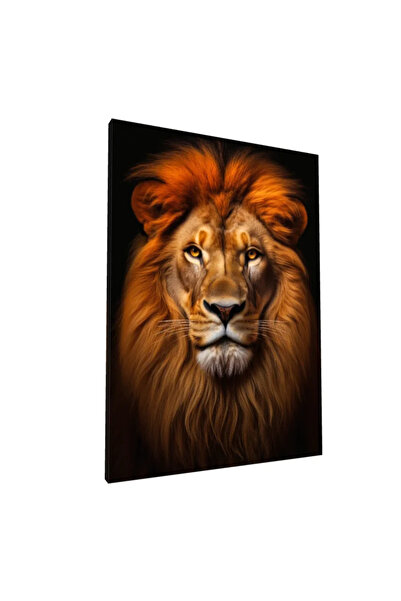 PozaTablou Pictură pe pânză: Portret realist al unui leu cu manta aurie 80x11...
