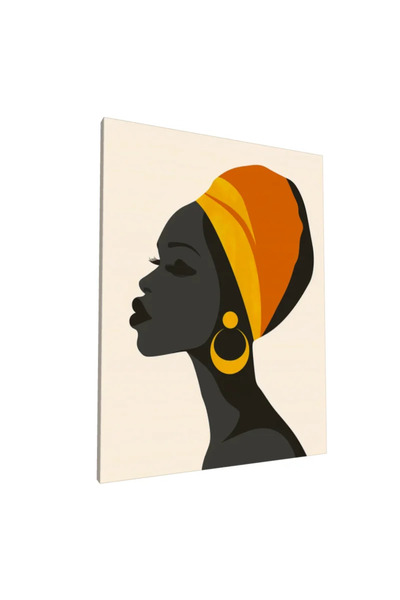 PozaTablou Tablou pe pânză: Siluetă africană cu turban portocaliu (70x90 cm)