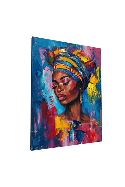 PozaTablou Pictură pe pânză: Portret vibrant cu turban african 70x90 cm