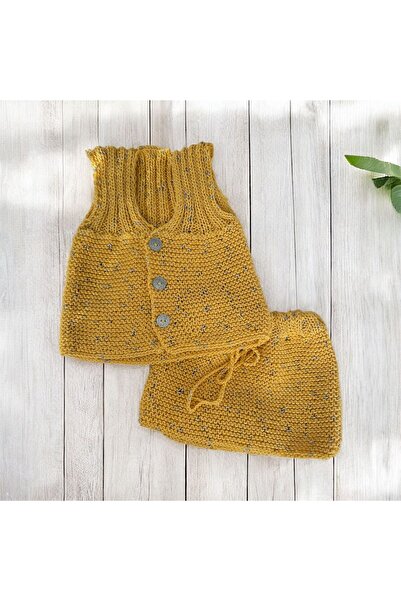 The Cloudish Shop Baby Hand-Knitted Vest Skirt Set - Yellow Glitter Thread 9 ...