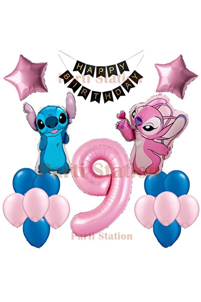 Parti Station Lilo Stitch Balon ve Angel 9 Yaş Doğum Günü Parti Balon Seti Pe...