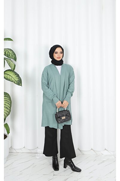 NİSUM MODA Wave Patterned Knitwear Cardigan