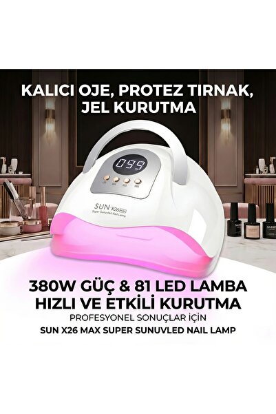 ipeksu co SUN X26 MAX 380W 81 LED UV KURUTUCU KALICI OJE PROTEZ TIRNAK JEL KU...
