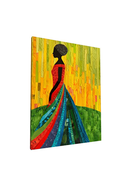 PozaTablou Pictură pe pânză: Siluetă africană în culori vibrante 80x110 cm