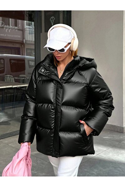 MOONHİLL WOMENS FASHİON Inflatable Reglankol Coat