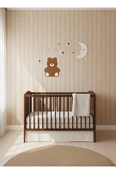 Murat Lazer Kişiye Özel Bebek Odası Süsü,Ayı,Ay ve Yıldızlar Çocuk Odası Süsü...