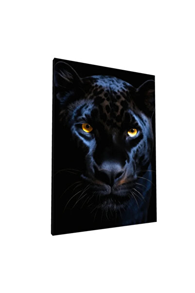 PozaTablou Pictură pe pânză: Portret de panteră neagră cu ochi aurii 20x30 cm
