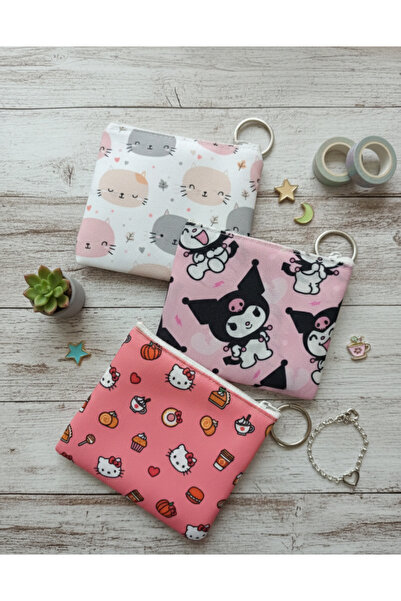 My Scialle 3 Lü Anahtarlık Detaylı Çok Amaçlı Mini Çanta Hello Kitty Kuromi Baskılı