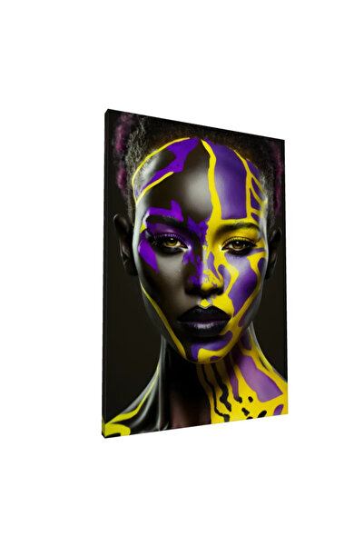 PozaTablou Pictură pe pânză: Portret abstract cu elemente africane 80x120 cm