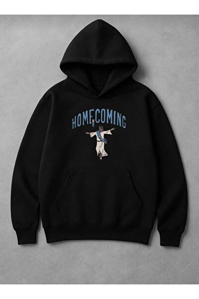 Hunors Sportswear & Company هوم كومينج مطبوع سويت شيرت قطن بغطاء رأس موديل لل...