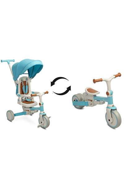 TOYZ by Caretero Toyz Faro Blue multifunctional children's tricycle, ultra-foldable, adjustable backrest, soft seat