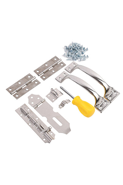 Lawazim Latch with Screwdriver Set - Gate Hinge Kit with Handles and Screws