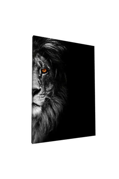 PozaTablou Pânză: Portret de leu în tonuri monocrome (70x100 cm)