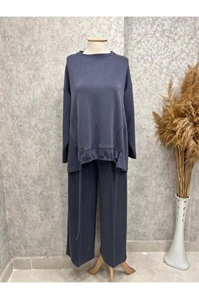 Abacı 26K17614 TAKIM TUNİK PANTOLON ÖNÜ BÜZGÜ DETAYLI ANTRASİT