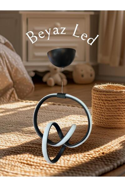 VİKO Siyah Modern Sarkıt Led Avize Beyaz Işık Salon Mutfak Oda Hol Ledli Avize
