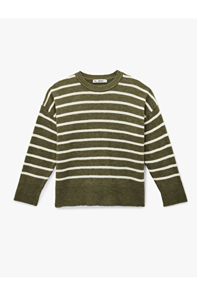 Koton Long Sleeve Crew Neck Striped Sweater