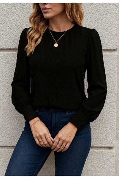 Wear Up Γυναικεία μακρυμάνικη πλισέ εισαγόμενη μπλούζα κρεπ