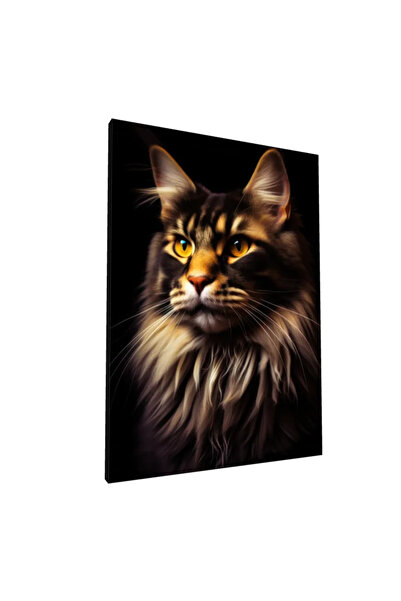 PozaTablou Pictură pe pânză: Portret realist de pisică cu păr lung 50x70 cm