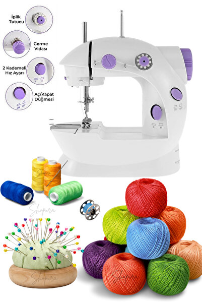 Shopura Mini Ev Tipi Dikiş Makinesi -Portatif Pedallı Işıklı Dikiş Makinesi