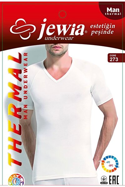 Jewia White Short Sleeve V-Neck Men's Thermal