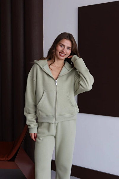 Butik 3-خيط مبطن بالصوف هوديي هوديي frm نعناع p510437