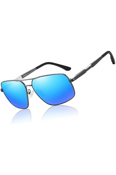 duco Premium retro polarized sunglasses, blue model, rectangular frame, UV pr...