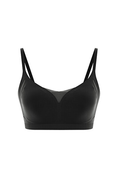 HNX Women's Stitch-Free Laser Cut Tulle Detailed Removable Padded Wire Free Comfort Bra Bralet