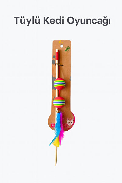 DodoJoy Tüylü Kedi Oltası Oyuncağı Renkli Toplu Kedi Oyun Çubuğu Kediler İçin...