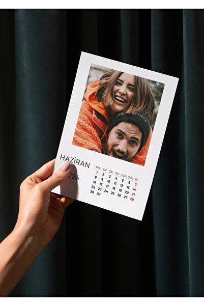 suncrafted Kişiye Özel İstenilen Görsellerle 2026 yılı Ahşap Stantlı Masa Takvimi (10x15 cm)-Suncrafted
