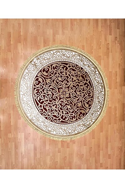 MEVLANA BAZAAR Osmanlı Çiçek Desenli 200 x 200 Makine Yuvarlak Yün Halı