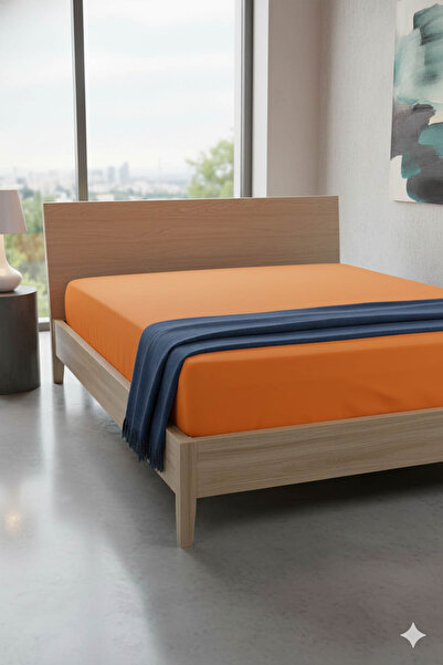 FAVORA 100% Cotton Ranforce Premium Double Size Sheet - Orange