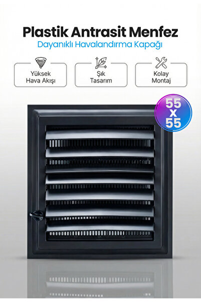 Urfakent 55x55 cm Antrasit Havalandırma Menfezi — Banyo, Tuvalet (WC) — Plast...