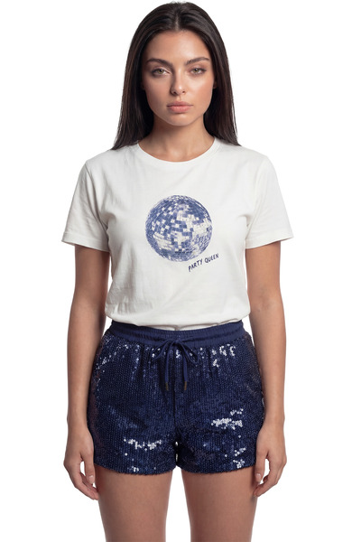 Color Luxe ''Party Queen'' Disco Ball Printed 100% Cotton Relaxed Fit Premium...