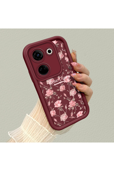 Hontinga Tecno Camon 20 Uyumlu Çiçekler Düşüme önleyici Yumuşak Silikon Telef...