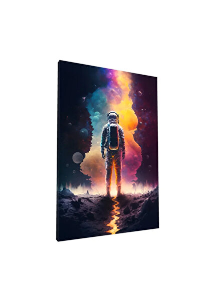 PozaTablou Canvas Print: Astronaut in Multicolor Cosmic Landscape 70x100 cm