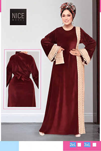 Nice Model Plus Size Velvet Abaya Women Embroidered Long Dress Muslim Kaftan ...
