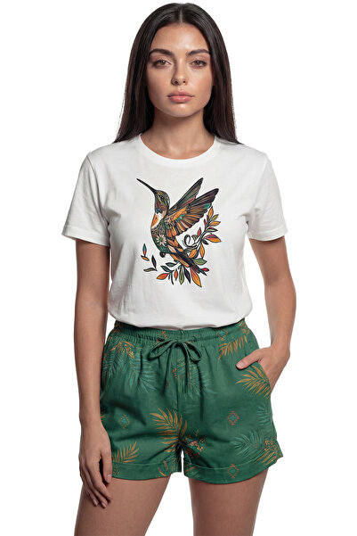 Color Luxe ''Colorful Hummingbird'' Artistic Printed 100% Cotton Relaxed Fit ...