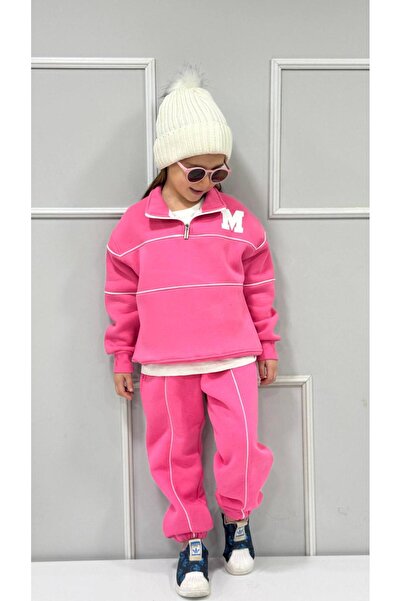 Aselin Kids طقم رياضي للفتيات من ميشيغان مطبوع باللون الوردي