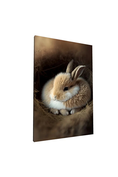 PozaTablou Pictură pe pânză: Iepure pufos într-un cuib de paie 80x120 cm