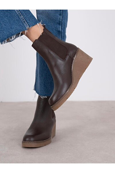 ECENİN BUTİĞİ Cajsa Kahve Hakiki Deri Kadın Bot