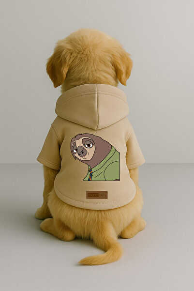 Monopetz Printed Dog and Cat Clothing & Dress with Fleece Inside - Beige Colo...