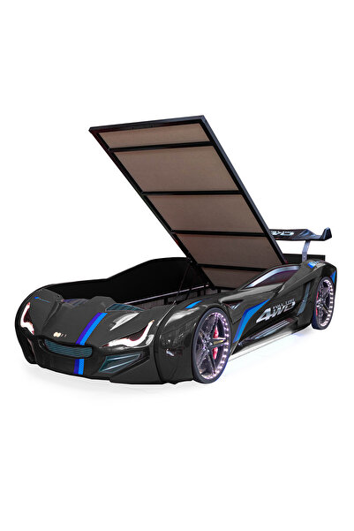 Setay Arabalı Yatak, Mercedes Full Ledli Rüzgarlıklı Bazalı Arabalı Yatak - Siyah