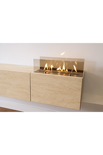 Dodo İç Mimarlık & Mobilya Santa Bioethanol Şömineli Tv Ünitesi Traverten 180 cm