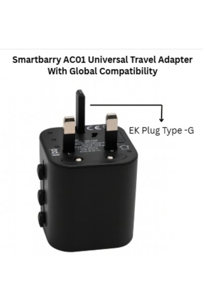 SMART BARRY Smartbarry AC01 Universal Travel Adapter – All-in-One Worldwide Power Converter with AUS/EU/US/UK