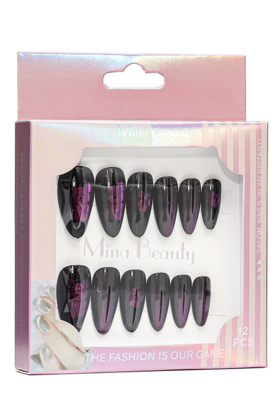 MİNA BEAUTY kedigözü Takma Tırnak Seti & Zararsız Yapıştırıcı -64-3