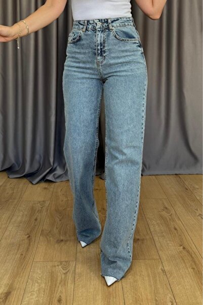 Suziş PANTALONI JEAN DREPTI CU TĂIȚI ALBASTRI, CU SPĂLARE, UTC003