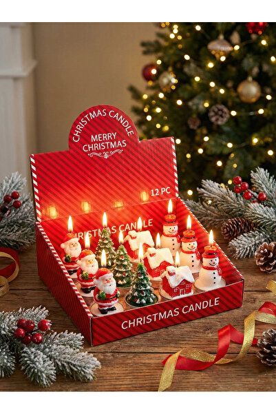 OEM Set of 12 Decorative Candles "Winter Characters" – Christmas Figurine Mix