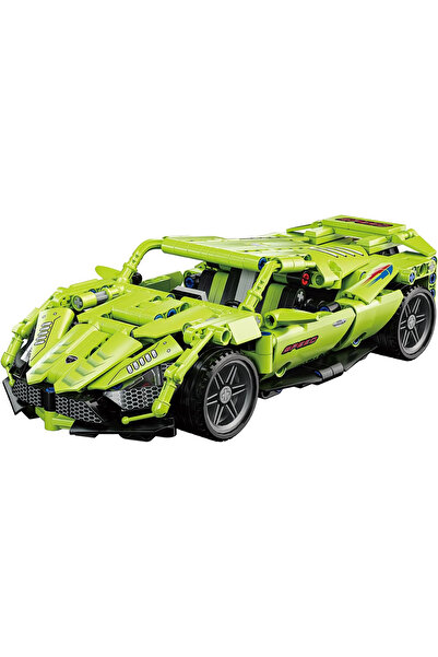 Andowl Set de construit masina sport, model Zenuo TSI GT, 500+ piese, cu motor pull-back, pentru copii 6+