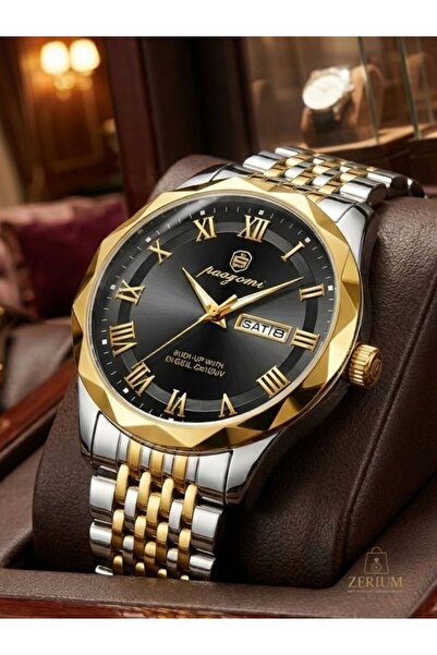 ZERİUM Men's Luxury Steel Watch Quartz Ipx4 Water Resistant Stylish Modern De...