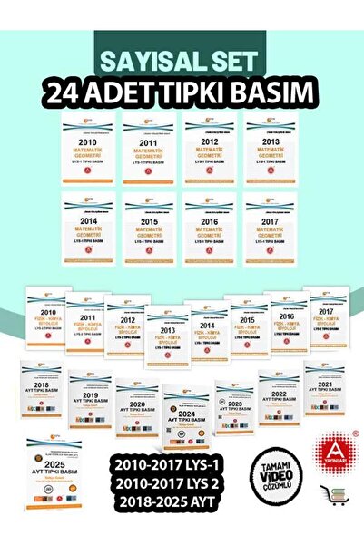 A Yayınları Sayısal Tıpkı Basım Seti Çıkmış Sorular 2010-2025 Arası Toplam 24...